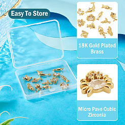 12 шт. 12 стиля подвески из латуни с микропаве из кубического циркония на тему океана&nbsp;KK-TA0003-33