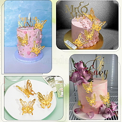 15 Stück 3 Stile hohle Schmetterlings-Tortenaufsätze aus Acryl mit Spiegeleffekt&nbsp;DIY-SC0024-81A