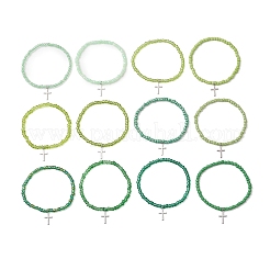 12 bracciale con ciondolo a croce in acciaio inossidabile 201&nbsp;BJEW-JB13549