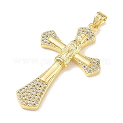 Pendentifs en laiton de Pâques sertis de micro-pavés de zircone cubique transparente&nbsp;KK-A303-09E-G