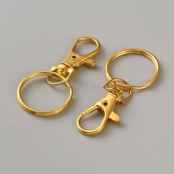 鉄合金キーホルダー留め具  回転式ナスカン付き  ゴールドカラー  34x15.5x5.50mm&nbsp;KEYC-WH0021-80