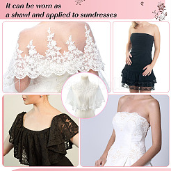 Съемные свадебные кружевные шали из полиэстера AJEW-WH0696-058B