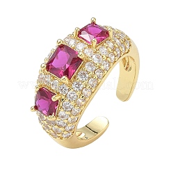 Offene Manschettenringe aus Messing mit Mikropavé und Zirkonia für Damen&nbsp;RJEW-L343-13G-06
