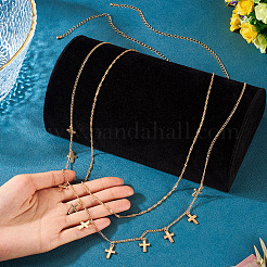 1 шт. двухслойная цепь с подвеской в виде креста из сплава AJEW-TA0002-20