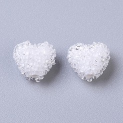 樹脂ビーズ  クリスタルラインストーン付き  模造キャンディーフードスタイル  ハート  ミックスカラー  17x19x10mm  穴：1.6mm&nbsp;RESI-L029-B