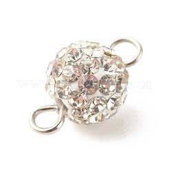 ポリマークレイラインストーンコネクターチャーム  304ステンレススチールループ付き  ラウンド  クリスタル  14.5x8mm  穴：2mm&nbsp;PALLOY-JF01361-02