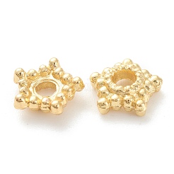 めっき合金ビーズラック  鉛フリー＆カドミウムフリー  長持ちメッキ  スター  18KGP本金メッキ  7x7x2.5mm  穴：2mm&nbsp;KK-J277-17G