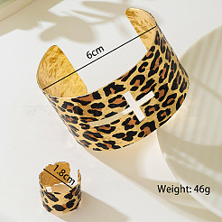 Наборы браслетов-манжет и колец-манжет из сплава с леопардовым принтом и крестообразным узором WG9E489-01