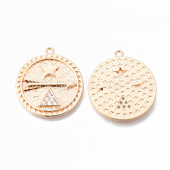 Латунные микропаве прозрачные подвески с фианитом&nbsp;KK-N232-142-NF