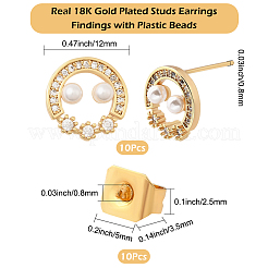 10 шт. латунные серьги-гвоздики&nbsp;KK-BBC0020-91