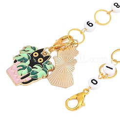 編み列カウンターチェーンとロッキングステッチマーカーキット  猫とポットの合金エナメルペンダントとアクリルビーズ付き  ミックスカラー  3.9~28.5cm  14個/セット&nbsp;HJEW-AB00509