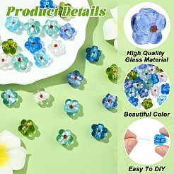 24 шт. 6-цветные стеклянные бусины ручной работы из серебряной фольги в технике лэмпворк&nbsp;FOIL-YW0001-02