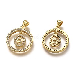 Латунные микропаве прозрачные подвески с фианитом&nbsp;ZIRC-H114-06G