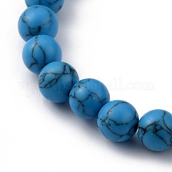 Bracelets ronds en perles extensibles synthétiques turquoise (teints)&nbsp;BJEW-JB05408-04