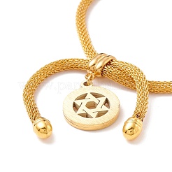 Anello di strass di cristallo con bracciale scorrevole con stella di davide e catena a maglie tonde da donna&nbsp;BJEW-C013-09G