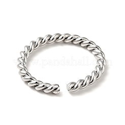 Не тускнеющее кольцо-манжета из нержавеющей стали 201 в форме витой веревки для женщин&nbsp;RJEW-G266-40P