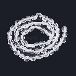 天然石クオーツクリスタルビーズ連売り  ロッククリスタルビーズ  オーバル  6~10x6~7x3~5mm  穴：1mm  約55個/連  15.7インチ&nbsp;G-T064-56