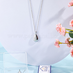2 colgante de urna conmemorativa de acero inoxidable 201 con forma de lágrima para cenizas.&nbsp;NJEW-CN0001-21S