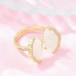 Anillos abiertos de latón con micro pavé de circonita cúbica&nbsp;KK-CBAD104-03G