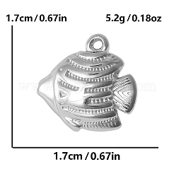 304ステンレスペンダント  魚のチャーム  ステンレス鋼色  17x17mm&nbsp;PW-WG3E34E-01
