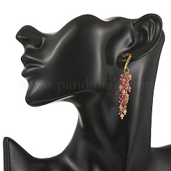 Boucles d'oreilles puces en acier inoxydable 304 ornées de pierres précieuses naturelles mélangées&nbsp;EJEW-JE07520-02