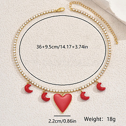 Элегантные латунные прозрачные кубические цирконии теннисная цепочка с подвеской в виде сердца и луны ожерелья-нагрудники для женщин GA9034