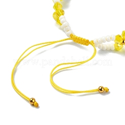 Braccialetti da donna con perline intrecciate regolabili con fiori di vetro intrecciato&nbsp;BJEW-MZ00100-01