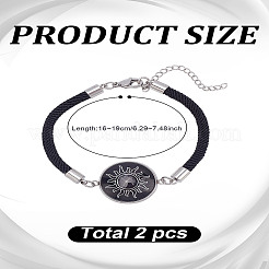 1 комплект из 2 шт. браслетов ко Дню святого Валентина из нержавеющей стали 304 с плоскими круглыми звеньями&nbsp;BJEW-LP0001-35C