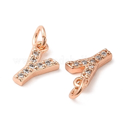 Breloques en laiton avec zircone cubique AAA de type micro-pavé&nbsp;ZIRC-P067-11RG-Y-NR