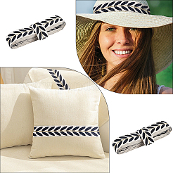 3 моток полиэстеровых жаккардовых лент с рисунком в виде листьев SRIB-CY0001-20C