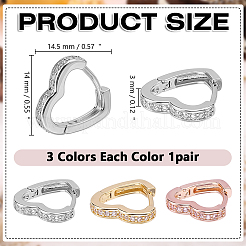 3 paio di orecchini a cerchio in ottone a 3 colori&nbsp;EJEW-AR0001-16