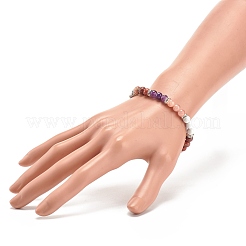 Rundes Perlenarmband aus natürlichem Amethyst und Edelstein für Frauen&nbsp;BJEW-JB08336-03