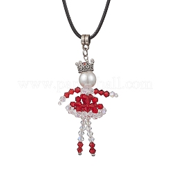 2 шт. Рождественские кулон-ожерелье из двухцветного сплава стеклянных бусин NJEW-MZ00135