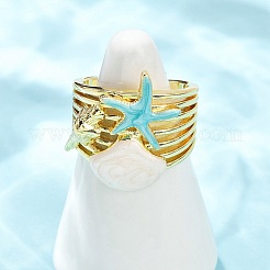 Латунные эмалевые регулируемые манжеты для женщин RJEW-G357-01G