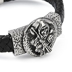 Плетеные браслеты из кожаного шнура из микрофибры BJEW-P328-13AS