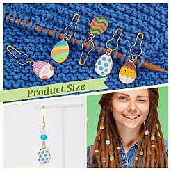 Сплав эмаль кулон пасхальное яйцо запирание маркеры петель HJEW-PH01849