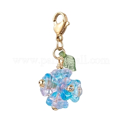 5個の花のアクリルとガラスのペンダント装飾  バッグのキーホルダー用のロブスター クロー留め具飾り  ミックスカラー  35mm&nbsp;HJEW-TA00178