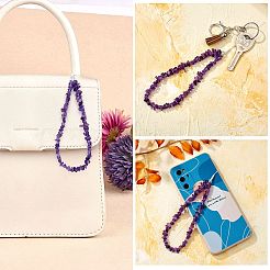 Ремешок на запястье с ремешком для сотового телефона с чипами из натурального аметиста&nbsp;HJEW-SW00018-02