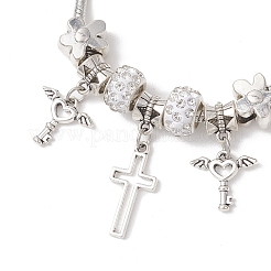 Браслеты в европейском стиле из сплава и полимерной глины с подвесками-стразами&nbsp;BJEW-JB13262