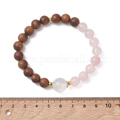 Pulseras elásticas redondas de cuentas de cuarzo rosa natural&nbsp;BJEW-TA00720