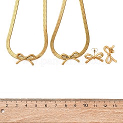 Комплекты из ожерелий и браслетов с подвесками и серег-гвоздиков из нержавеющей стали 304 с бантом SJEW-Z003-03G