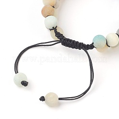 Pulseras de cuentas trenzadas de amazonita de flores naturales de chakra&nbsp;BJEW-O164-A08