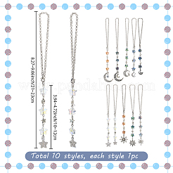 10 шт. 10 стиля подвесное украшение из сплава и стекла&nbsp;HJEW-SC0002-65