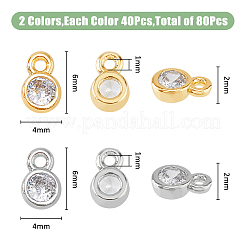 80 ciondolo con zirconi cubici in ottone a 2 colori&nbsp;ZIRC-FH0001-45