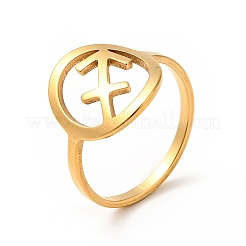 Ионное покрытие (ip) 201 нержавеющая сталь созвездия Стрелец палец кольцо для женщин&nbsp;RJEW-G266-16G