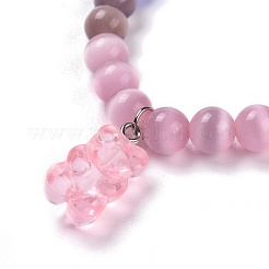 Bracciali con ciondoli elasticizzati in resina orso&nbsp;BJEW-JB06271-04