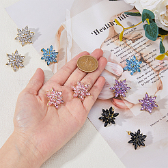 5 пара двухцветных серег-гвоздиков с кубическим цирконием в виде 5D-цветка EJEW-FI0001-76