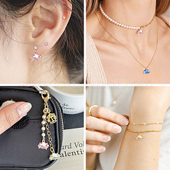 15 шт. латунный микропаве кубический цирконий со стеклянными подвесками&nbsp;KK-TA0001-82