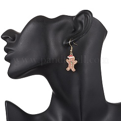 Рождественский сплав эмалированный пряничный человечек кулон ожерелье и серьги-подвески комплект SJEW-JS01343