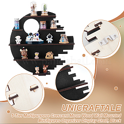 5-stöckiges Mehrzweck-Halbmond-Holz-Wandregal zur Präsentation von Minifiguren&nbsp;ODIS-WH0038-169